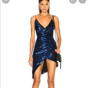 David Koma blue sequin asymmetrical dress